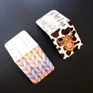 Handmade Fun Magnetic Bookmarks, book, read, knit, crochet, cow, pink, bow, gift